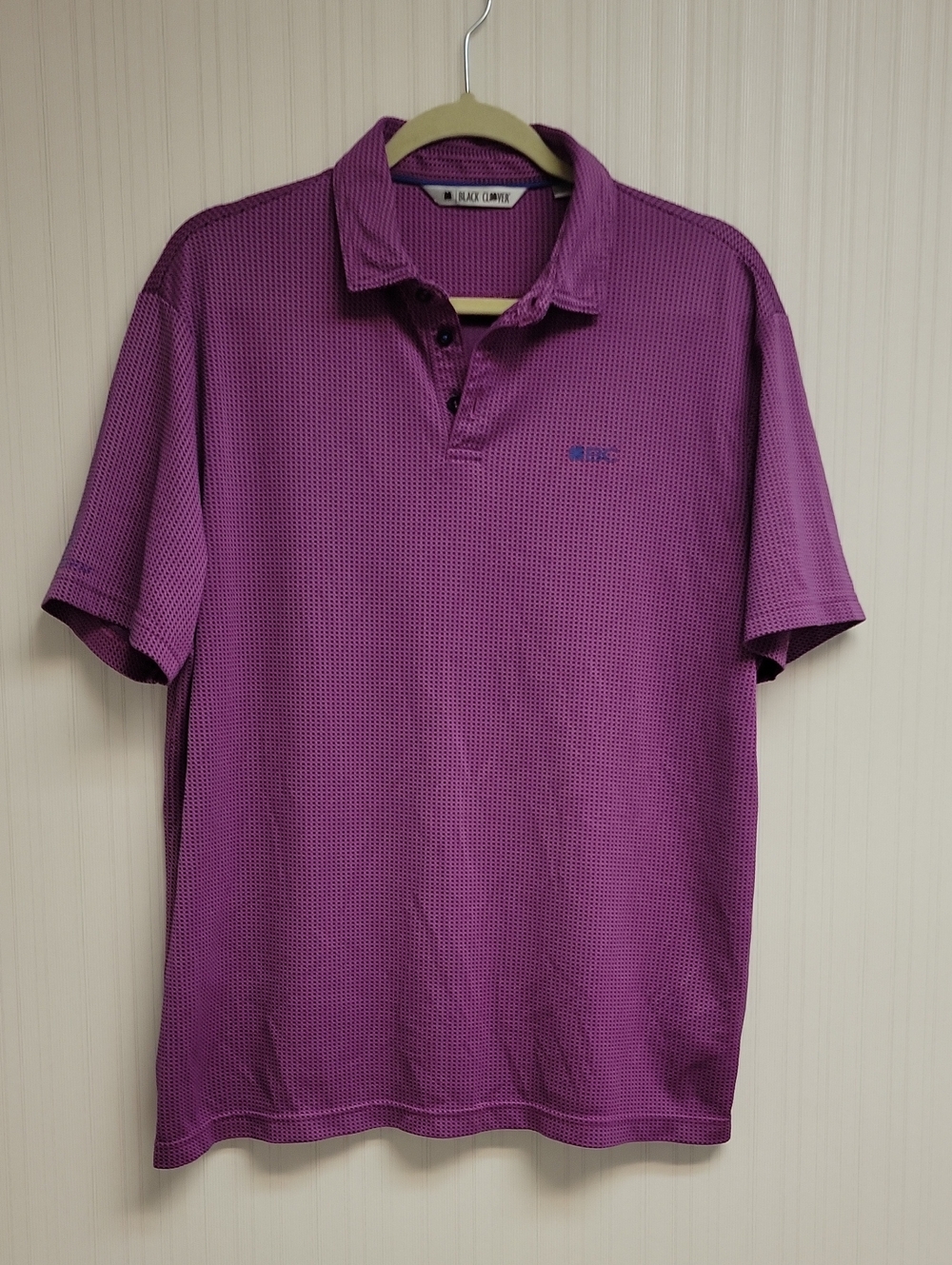 Black Clover Purple Black Men’s Performance Polo Shirt Large Golf Athleisure